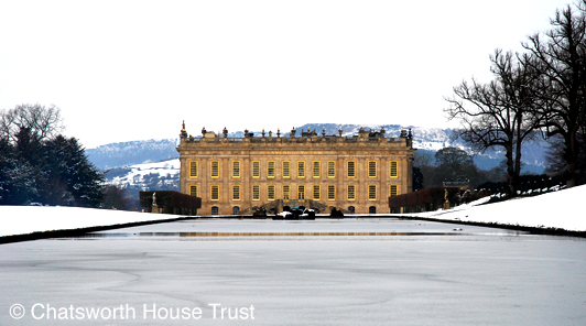 Chatsworth South front in snow